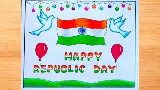 Republic Day Drawing|| 26 January Drawing|| National Flag Drawing|| Viksit Bharat Drawing