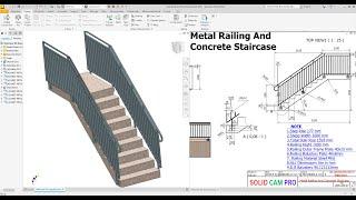 Autodesk inventor Design Staircase With Metal Railings  Exercise 65