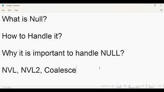 What is NULL, NVL, NVL2, Coalesce in SQL? Why it is important to handle NULL?