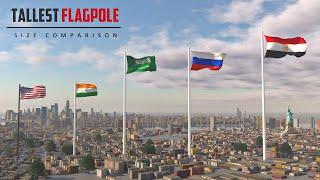 Tallest Flagpole Size Comparison | 3d Animation Comparison | Tallest Flagpole Real Scale Comparison