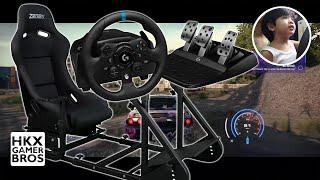 Zenox ProAM Simulator Rig with Logitech G923 TRUEFORCE Sim Racing Wheel Need For Speed Heat