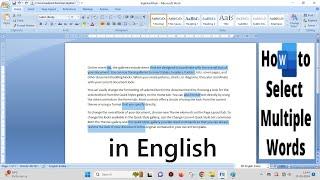 How to Select Multiple Words in MS Word | All Versions | in english