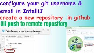 Add Git User credentials in IntelliJ | Create a Remote Repo in Github | Push Local commits To Remote