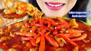 PEDAS SADIS, ASMR CEKER TANPA TULANG DAN PENTOL KUAH MERCON SETAN | ASMR MUKBANG INDONESIA