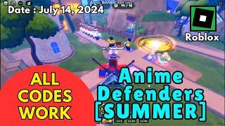 All Codes Work Anime Defenders SUMMER Roblox, July 14, 2024