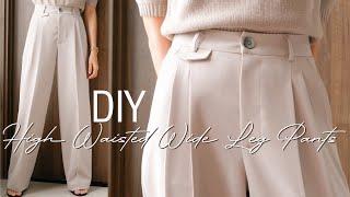 DIY Wide Leg Pants | How To Make High Waisted Wide Leg Pants [Trousers series]