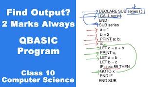 Find Output QBASIC program of class 10 computer science