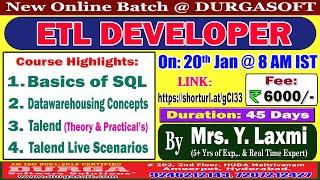 ETL DEVELOPER Online Training @ DURGASOFT