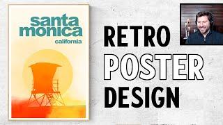 Inkscape Tutorial: How to Make Retro Travel Poster 2D Flat Vector Design with Watercolor Effect