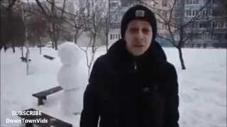 Russian guy trying to beat a snowman - Fail :D