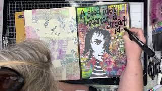 Art Journal Page: Creating over a Collaged Background