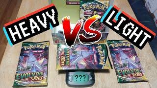 Weighing Packs, Does it Work? Heavy Vs Light | Pokemon Evolving Skies Pack Opening