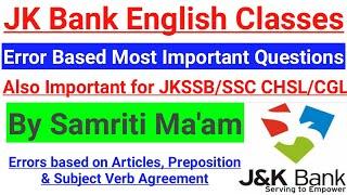 Error based most important Questions || JK Bank Preparation Classes// Important for JKSSB/SSC Chsl