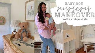 Transforming Our Baby Boy's Nursery!! Before and After Makeover | soft, vintage, peter rabbit theme