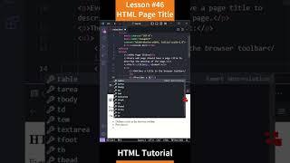 HTML Tutorial - Lesson 46: HTML Page Title #shorts  #coding #html5 #htmlcrashcourse #htmltutorial