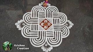 Maasi madham simple lotus rangoli | 5x5 dot easy padi kolam | pandaga muggulu | Beautiful rangoli