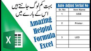 Amazing Auto Adjust Serial No in MS Excel | MS Excel New Formula | Learn MS Excel in Urdu Hindi