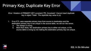 (ETL) Violation of PRIMARY KEY constraint 'PK_Constraint' - Different Source and Destination Keys