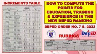 HOW TO COMPUTE THE POINTS FOR EDUCATION, TRAINING & EXPERIENCE IN THE NEW DEPED GUIDELINES FOR T1