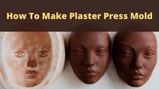 How to make plaster press mold of the clay face  mask. Press mold for ceramic artists.