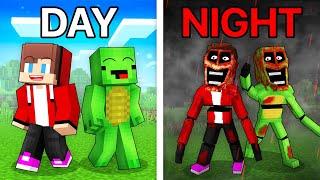 JJ and Mikey: DAY vs NIGHT Scary MIMIC Battle in Minecraft - Maizen