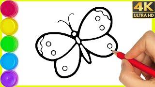 Butterfly Drawing easy step by step || How to drawing butterfly drawing with colour for beginners.