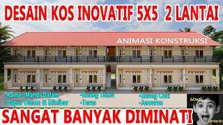 DESAIN KOS KOSAN 2 LANTAI 5X5 M || KEKINIAN DAN BANYAK DIMINATI || KAMAR MANDI DALAM & DAPUR DALAM