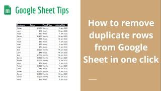 How to remove Duplicate Rows in Google Sheet in one click | Google Sheet