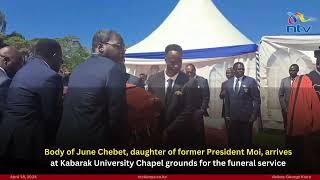 Body of June Chebet Moi arrives at Kabarak University Chapel grounds for the funeral service