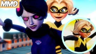 [ MMD Miraculous Ladybug ] Queen Bee vs Mayura + Queen Bee Transformación V4 - Miraculer (animation)