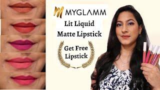 MyGlamm LIT Liquid Matte Lipsticks | How to get *FREE* Lipstick | Review & Swatches || Jyoti Singh