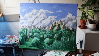 Painting an Acrylic Mountain Landscape!