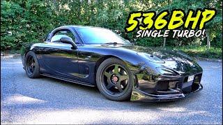 THIS 536BHP *BIG SINGLE TURBO* MAZDA RX7 IS BRUTAL!!