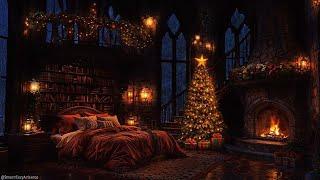 Christmas - 8 Hours Of Rain, Thunder & Fireplace Sounds To Sleep In This Cozy Castle Room