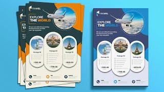 Travel Flyer Design in illustrator | Travel Poster Design Tutorial