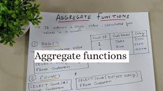Aggregate functions in SQL | SQL Tutorial For Beginners
