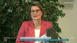 Stefanie Hubig zum Abschluss der Länder-Kultusministerkonferenz zu Schulöffnungen am 28.04.20