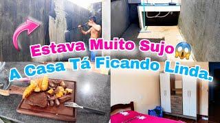 Limpando  limo e lodo da parede |  Faxina na lavanderia | O quarto ficou lindo  #morandosozinha