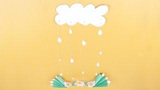 Origami Cloud, Rain And Flower  | How to Make Paper Cloud and Rain easy | Origami Wall Decoration