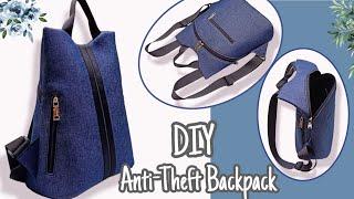 DIY Cara Membuat Tas/ Anti-Theft Backpack Tutorial & Pattern
