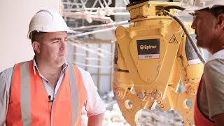 Demolition with Epiroc SB302 hammers, CB350 Concrete Buster & HM1500F magnet in action – G&H, BAEG