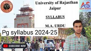 Rajasthan University Pg Semester Syllabus 2024 - 25 \\  Uniraj  M A Urdu semester Syllabus 2024 -25