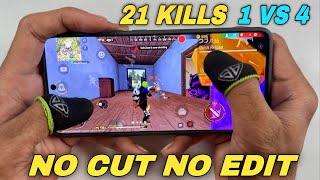 ￼￼free fire 1 vs 4 handcam gameplay free 21 kills no cut no edit