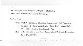 TNTEU NEW CIRCULAR B.Ed/M.Ed: ALL AFFILIATED COLLEGES IMPORTANT