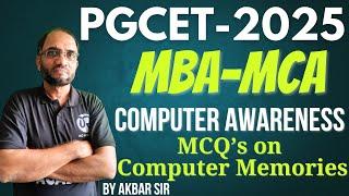 PGCET MBA MCA 2025 | Computer Awareness | Computer Generations | MCQ’s on Computer Memories