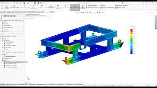 Structural Analysis with SOLIDWORKS Simulation of a steel frame designed with SolidSteel parametric