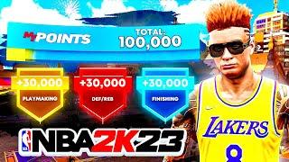 THE 100K MYPOINTS METHOD OF NBA 2K23 - EASIEST FINISHING, PLAYMAKING, AND DEFENSE BADGE METHOD!