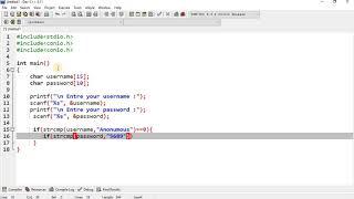 Program on to create a username and password authentication in C.[Source Code]