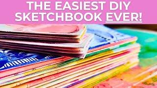 The Easiest DIY Sketchbook EVER- No sewing, no gluing, no measuring!