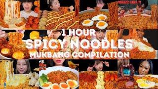 *1 HOUR+* SPICY NOODLES MUKBANG *ASMR* COMPILATION |  BIG BITES | EATING SOUNDS